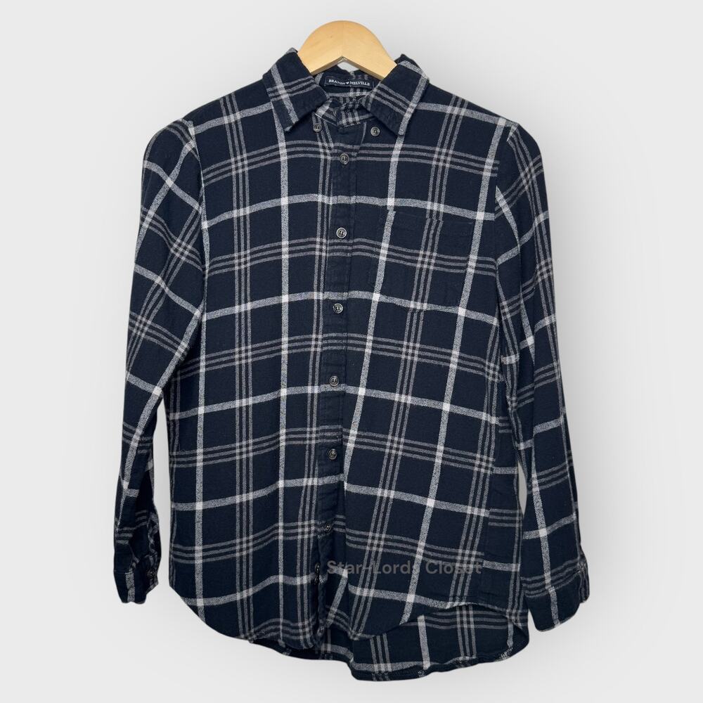 Brandy Melville Plaid Shirt | Black Grey White Long Sleeve Skater Soft Girl
